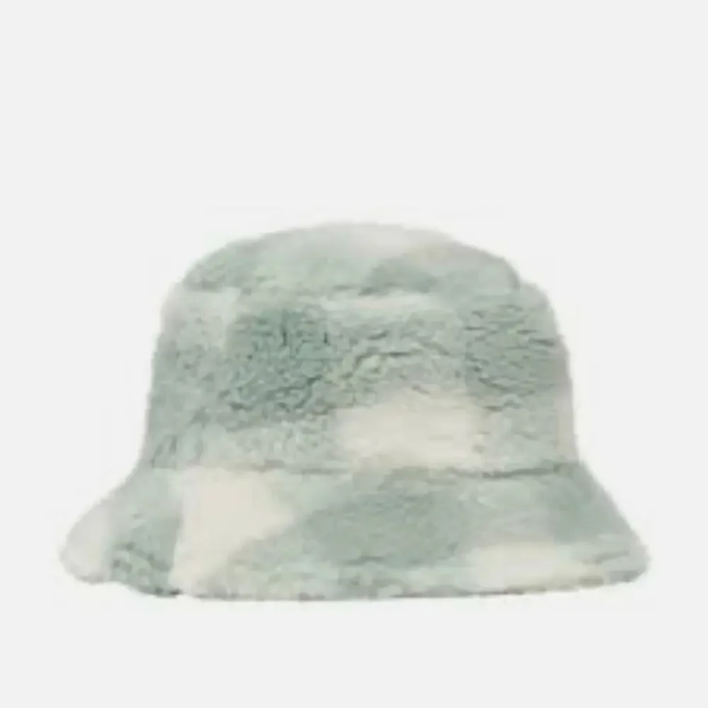 Stand Studio NWT Wera Fuzzy Check Bucket Hat Mint Wool Blend Medium